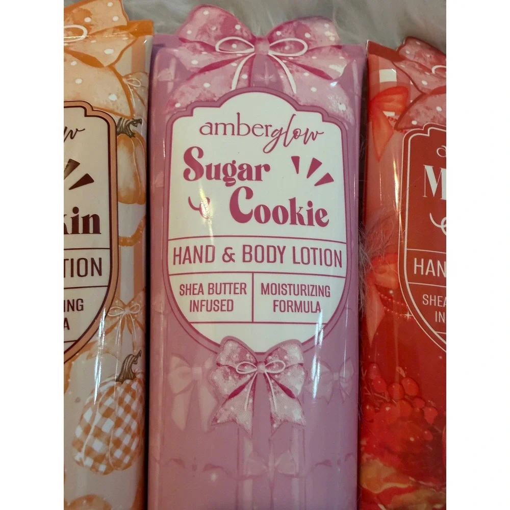 Amberglow Hand & Body Lotion 3pc Set Butter Pumpkin Sugar Cookie Maple Apple 8oz